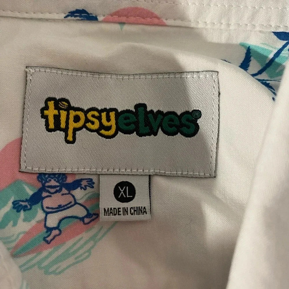 Tipsy Elves MEN'S GORILLA THRILLA HAWAIIAN SHIRT Surf White Blue Pink Size XL - Picture 7 of 10